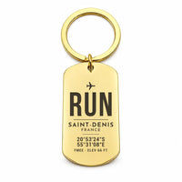 Thumbnail for La Réunion Roland Garros Airport RUN — Saint-Denis - Key Chain - Original Design - Gold