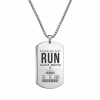 Thumbnail for La Réunion Roland Garros Airport RUN — Saint-Denis - Necklace - Boarding Pass Style - Silver