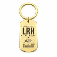 Thumbnail for La Rochelle - Ile de Re Airport LRH - Key Chain - Boarding Pass Style - Gold