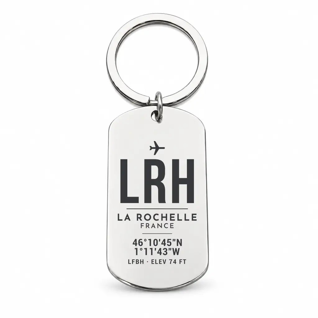 La Rochelle - Ile de Re Airport LRH - Key Chain - Original Design - Silver