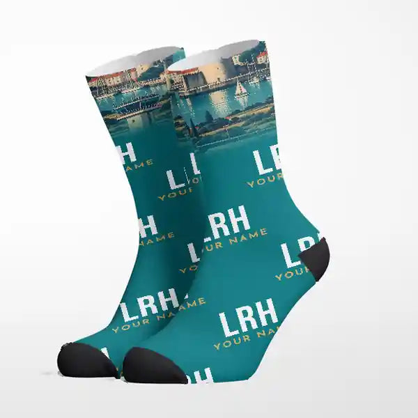La Rochelle - Ile de Re Airport (LRH) - Socks - Teal + Name