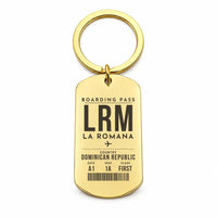 Thumbnail for La Romana International Airport LRM - Key Chain - Boarding Pass Style - Gold