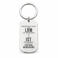 Thumbnail for La Romana International Airport LRM - Key Chain - Customizable Boarding Pass - Silver