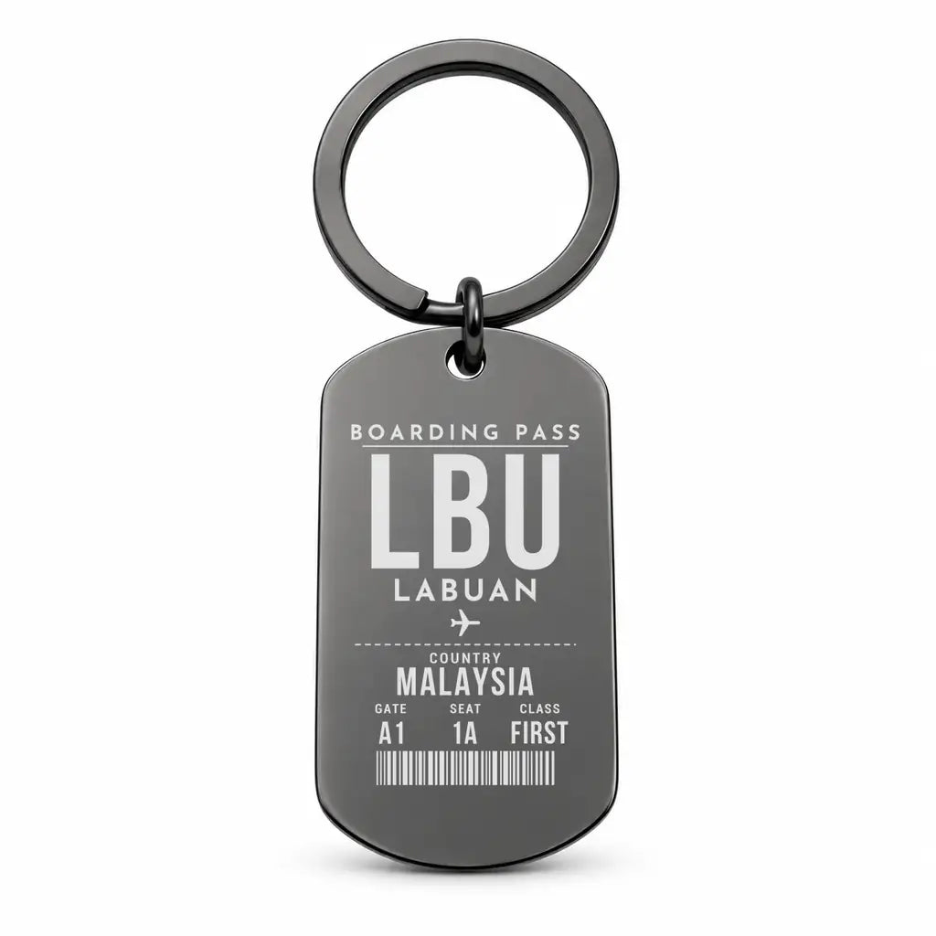 Labuan Airport LBU - Key Chain - Boarding Pass Style - Black