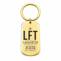 Thumbnail for Lafayette Regional Airport LFT - Key Chain - Original Design - Gold