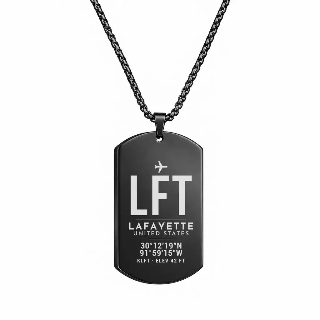 Lafayette Regional Airport LFT - Necklace - Original Design - Black