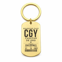 Thumbnail for Laguindingan Airport CGY - Key Chain - Boarding Pass Style - Gold