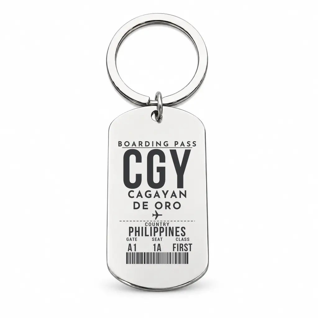 Laguindingan Airport CGY - Key Chain - Boarding Pass Style - Silver