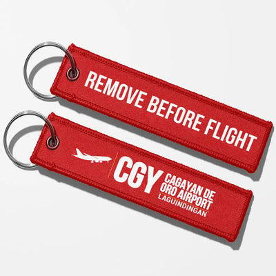 Laguindingan Airport (CGY) Aviator Key Chains - Red - Remove Before Flight