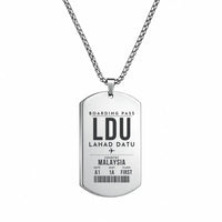 Thumbnail for Lahad Datu Airport LDU - Necklace - Boarding Pass Style - Silver