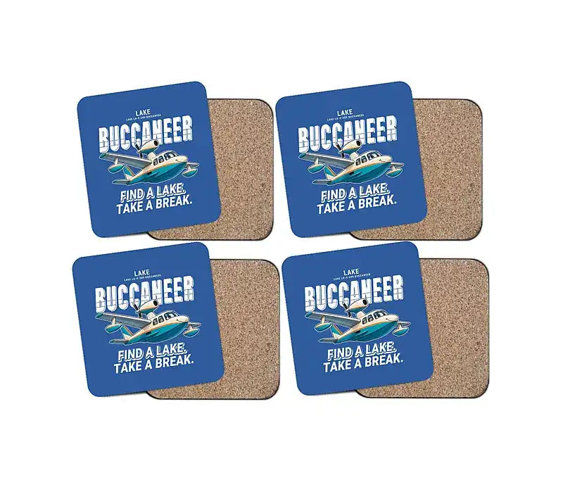 Lake LA-4-200 Buccaneer - Cartoon - Coaster Set - Blue