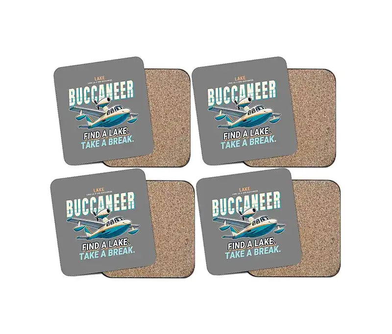 Lake LA-4-200 Buccaneer - Cartoon - Coaster Set - Gray