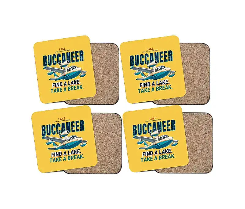 Lake LA-4-200 Buccaneer - Cartoon - Coaster Set - Yellow