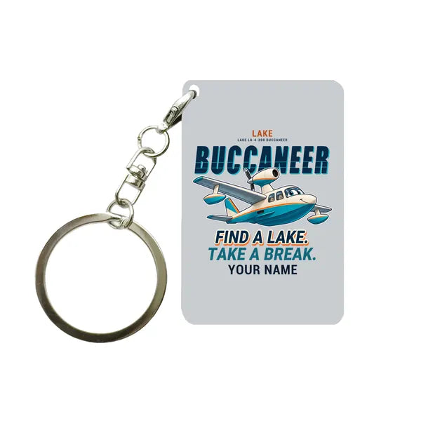 Lake LA-4-200 Buccaneer - Cartoon + Name - Key Chain - Light Gray