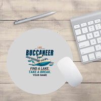 Thumbnail for Lake LA-4-200 Buccaneer - Cartoon + Name - Round Mouse Pad - Light Gray