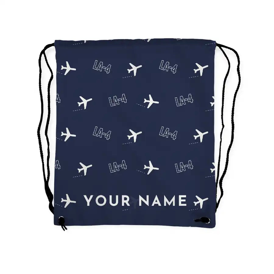 Lake LA-4-200 Buccaneer - Drawstring Bag - 3D Pattern + Name - Navy Blue