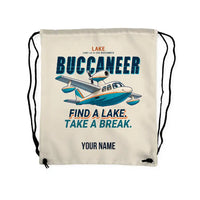 Thumbnail for Lake LA-4-200 Buccaneer - Drawstring Bag - Cartoon + Name - Beige