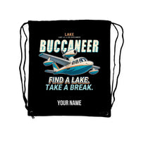 Thumbnail for Lake LA-4-200 Buccaneer - Drawstring Bag - Cartoon + Name - Black