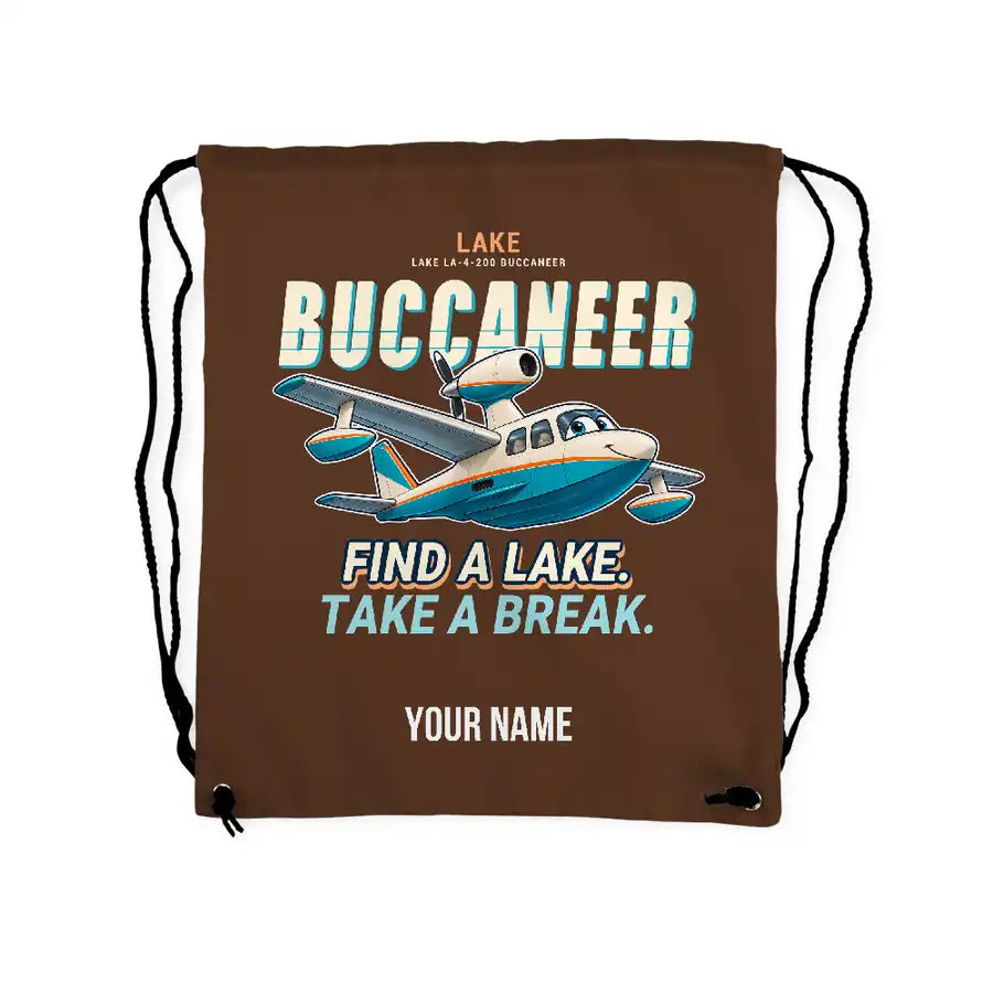 Lake LA-4-200 Buccaneer - Drawstring Bag - Cartoon + Name - Brown