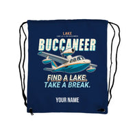 Thumbnail for Lake LA-4-200 Buccaneer - Drawstring Bag - Cartoon + Name - Dark Blue