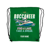 Thumbnail for Lake LA-4-200 Buccaneer - Drawstring Bag - Cartoon + Name - Green