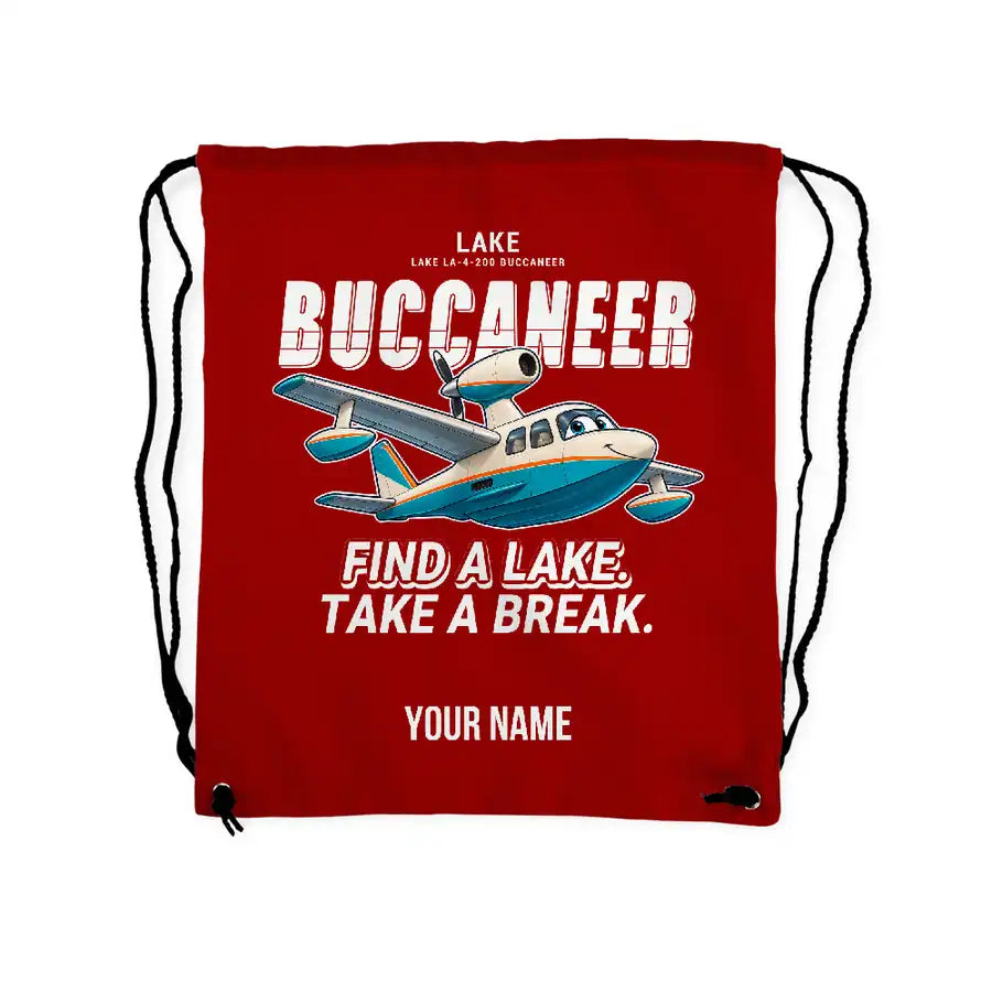 Lake LA-4-200 Buccaneer - Drawstring Bag - Cartoon + Name - Red