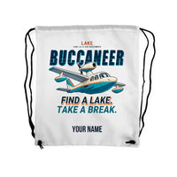 Thumbnail for Lake LA-4-200 Buccaneer - Drawstring Bag - Cartoon + Name - White