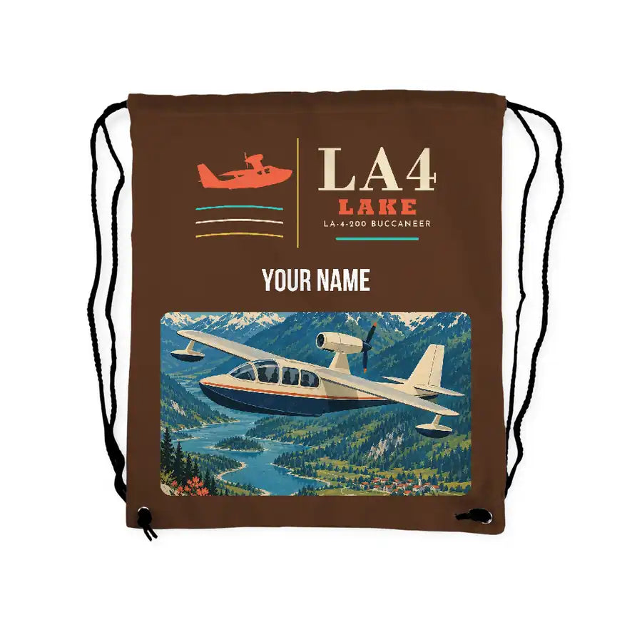 Lake LA-4-200 Buccaneer - Drawstring Bag - Classic + Name - Brown