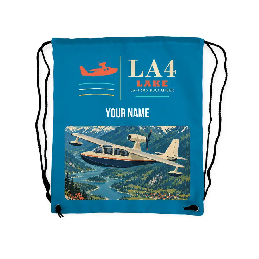 Lake LA-4-200 Buccaneer - Drawstring Bag - Classic + Name - Light Blue