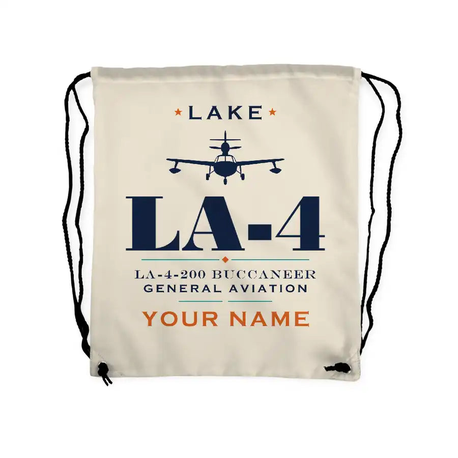 Lake LA-4-200 Buccaneer - Drawstring Bag - Heritage + Name - Beige