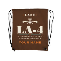 Thumbnail for Lake LA-4-200 Buccaneer - Drawstring Bag - Heritage + Name - Brown