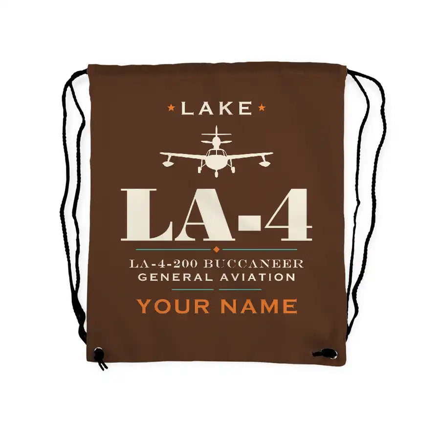 Lake LA-4-200 Buccaneer - Drawstring Bag - Heritage + Name - Brown