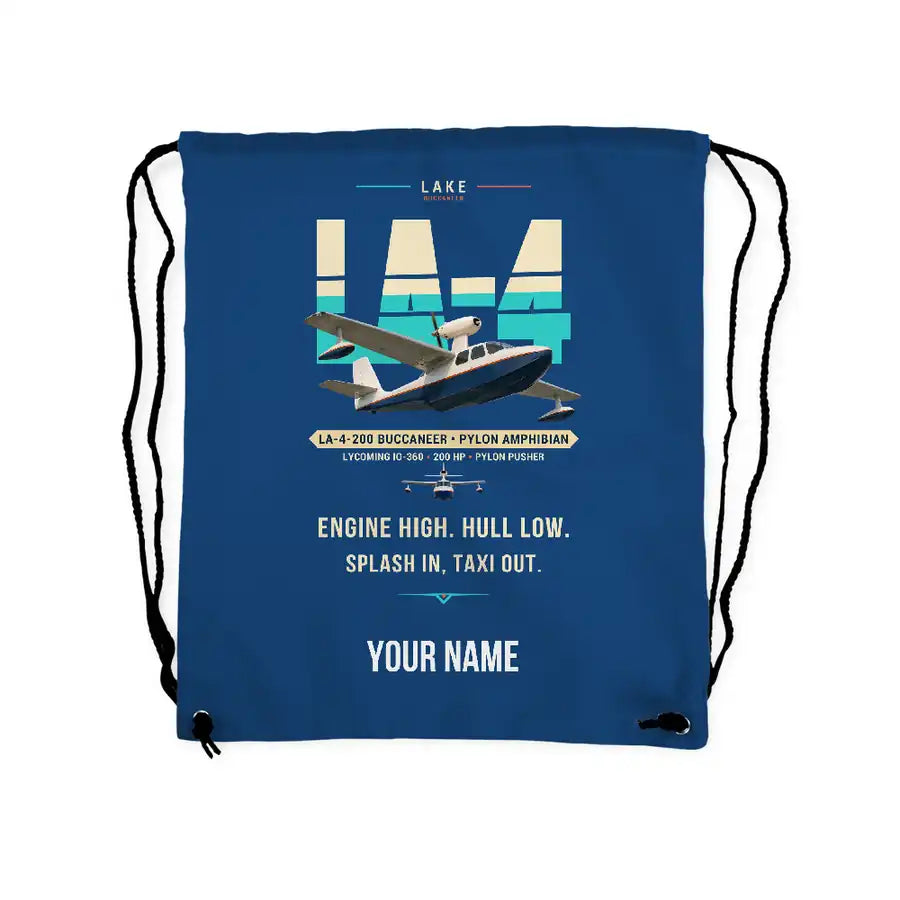 Lake LA-4-200 Buccaneer - Drawstring Bag - Original + Name - Blue