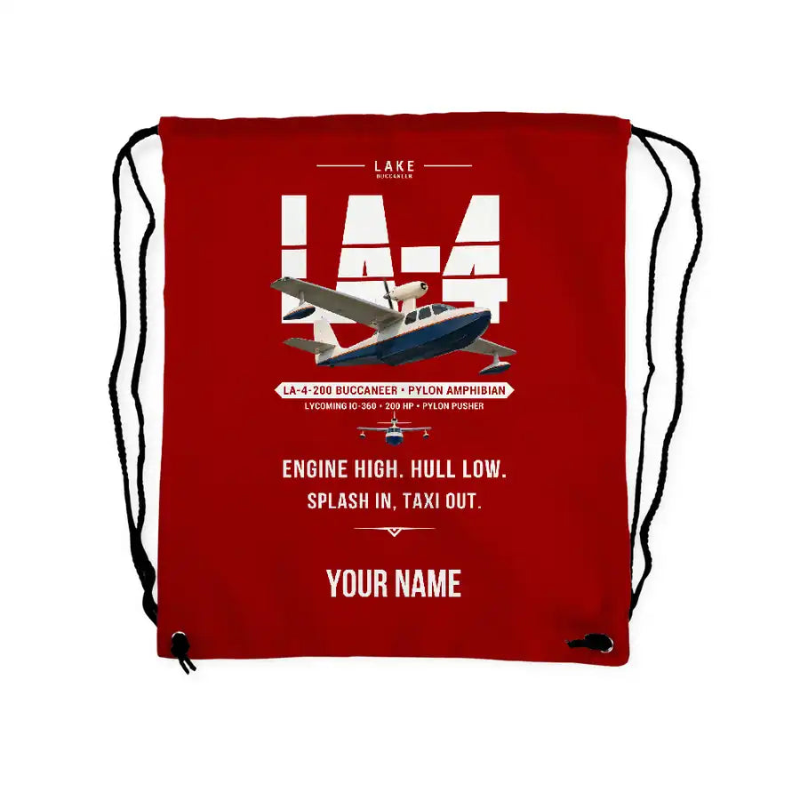 Lake LA-4-200 Buccaneer - Drawstring Bag - Original + Name - Red