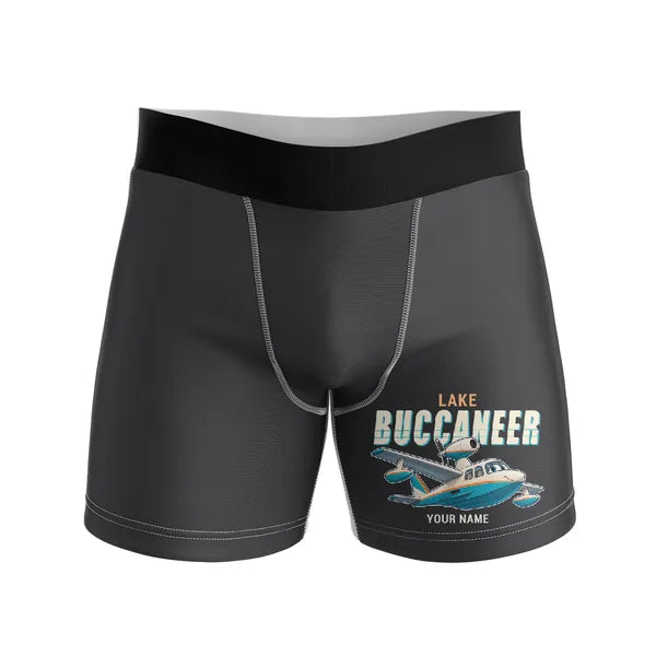 Lake LA-4-200 Buccaneer - Men Boxers - Cartoon + Name - Black