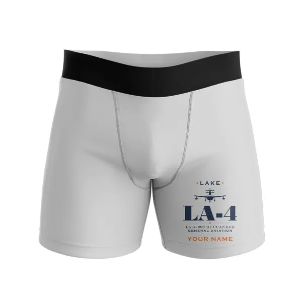 Lake LA-4-200 Buccaneer - Men Boxers - Heritage + Name - Light Gray