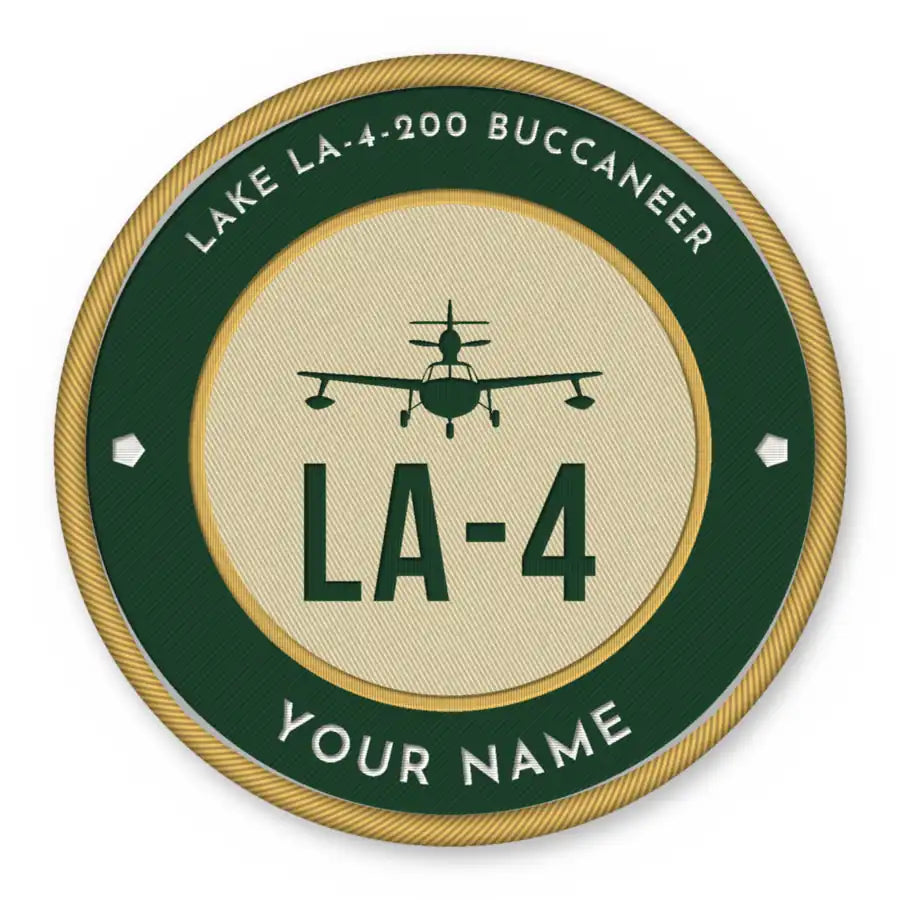 Lake LA-4-200 Buccaneer Patches - Circle + Name - Forest Gold