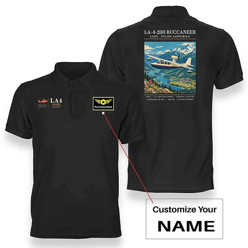 Lake LA-4-200 Buccaneer - Poster - Double-Side Polo - Black + Name