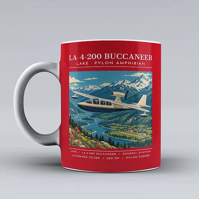 Lake LA-4-200 Buccaneer - Poster - Mug - Red