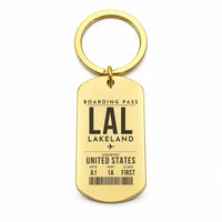 Thumbnail for Lakeland Linder International Airport LAL - Key Chain - Boarding Pass Style - Gold