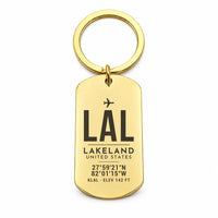 Thumbnail for Lakeland Linder International Airport LAL - Key Chain - Original Design - Gold