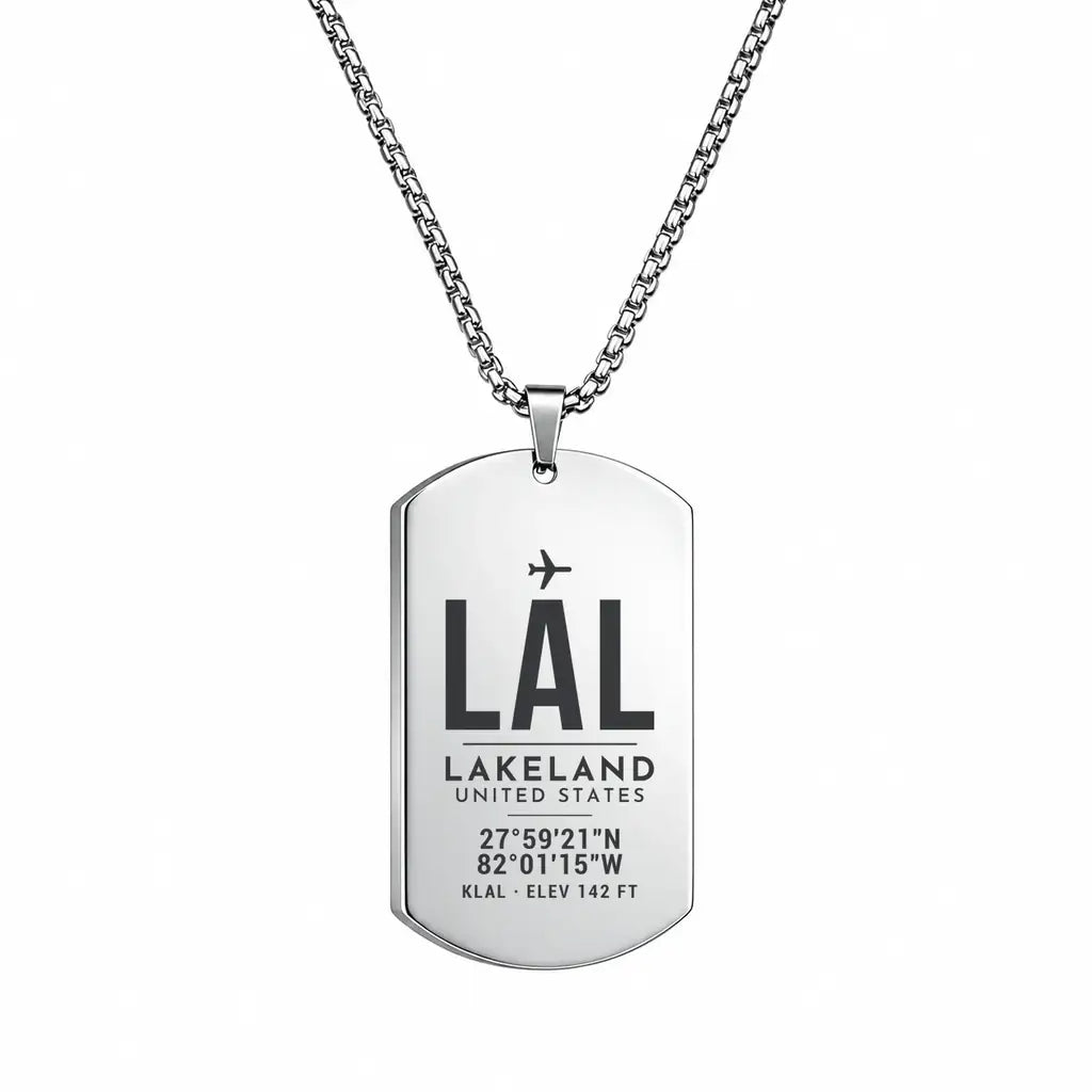 Lakeland Linder International Airport LAL - Necklace - Original Design - Silver