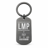 Thumbnail for Lampedusa Airport LMP - Key Chain - Boarding Pass Style - Black
