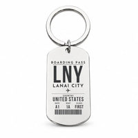 Thumbnail for Lanai Airport LNY - Key Chain - Boarding Pass Style - Silver