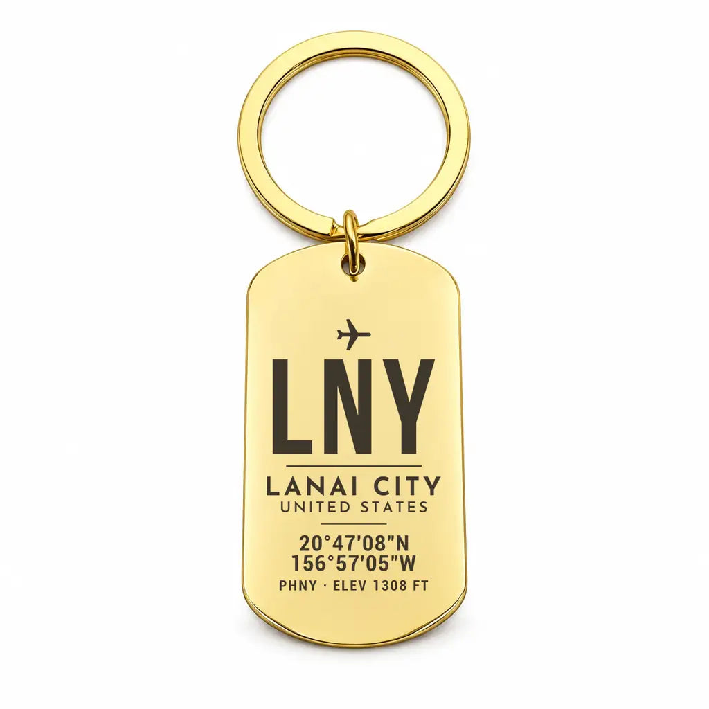 Lanai Airport LNY - Key Chain - Original Design - Gold