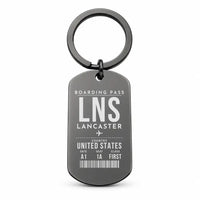 Thumbnail for Lancaster Airport LNS - Key Chain - Boarding Pass Style - Black