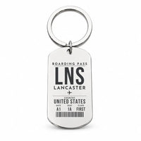 Thumbnail for Lancaster Airport LNS - Key Chain - Boarding Pass Style - Silver