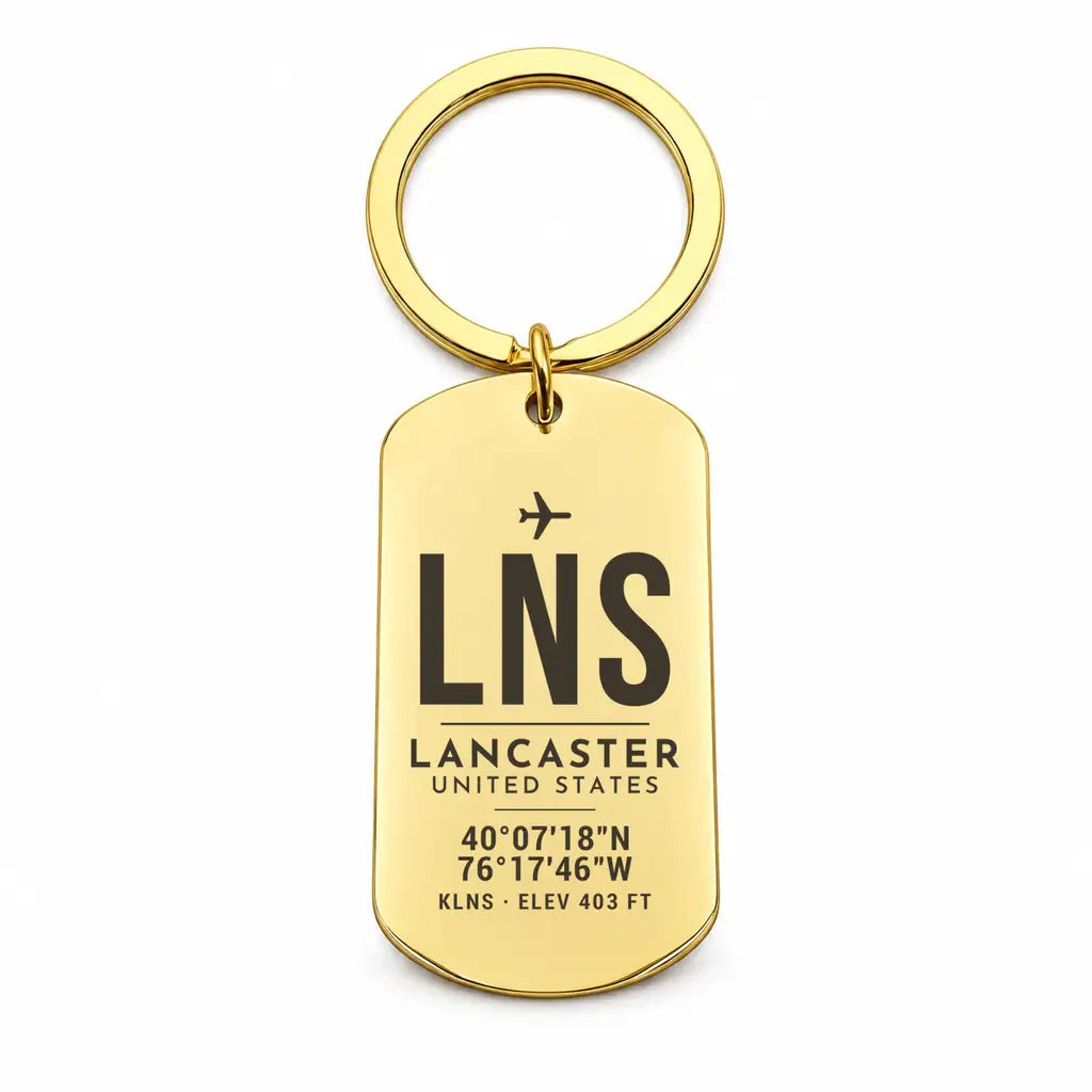 Lancaster Airport LNS - Key Chain - Original Design - Gold
