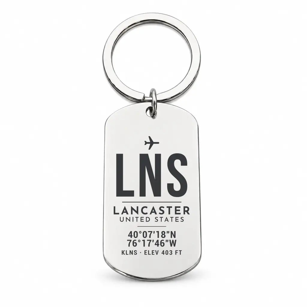 Lancaster Airport LNS - Key Chain - Original Design - Silver