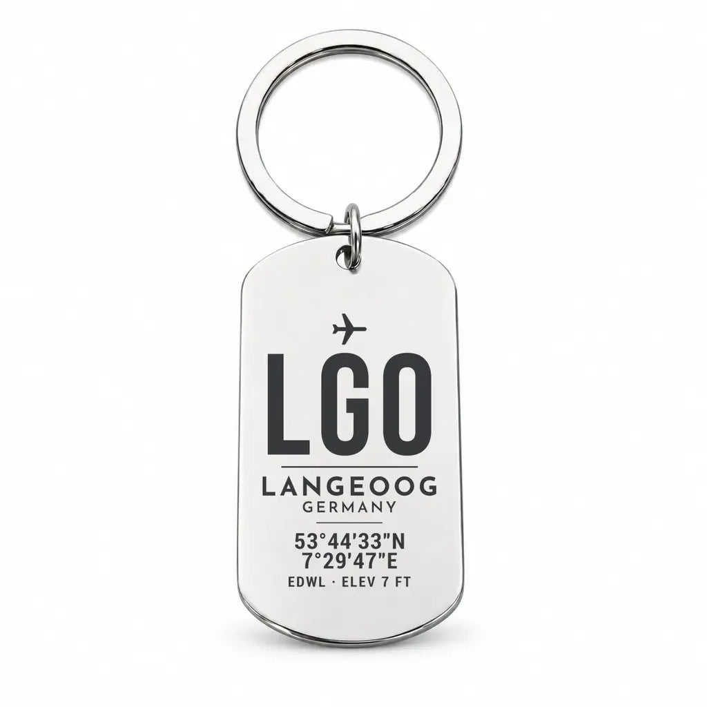 Langeoog Airport LGO - Key Chain - Original Design - Silver